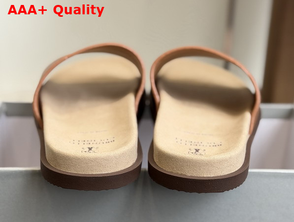 Brunello Cucinelli Leather Slides in Light Brown Replica