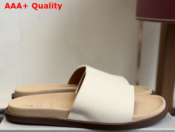 Brunello Cucinelli Leather Slides in White Replica