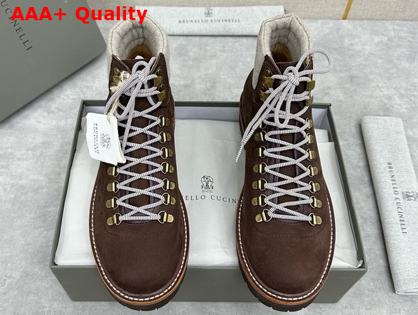 Brunello Cucinelli Nubuck Mountain Boot in Brown Replica
