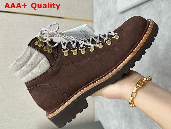 Brunello Cucinelli Nubuck Mountain Boot in Brown Replica