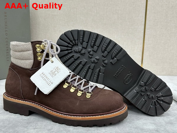 Brunello Cucinelli Nubuck Mountain Boot in Brown Replica