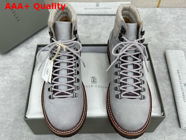 Brunello Cucinelli Nubuck Mountain Boot in Light Blue Replica