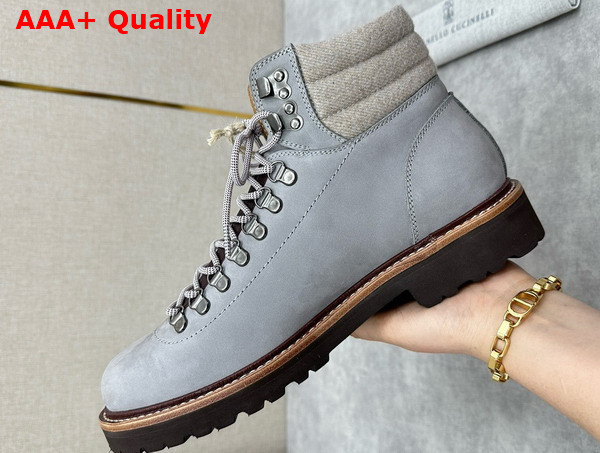 Brunello Cucinelli Nubuck Mountain Boot in Light Blue Replica