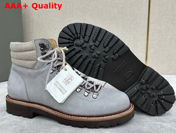 Brunello Cucinelli Nubuck Mountain Boot in Light Blue Replica