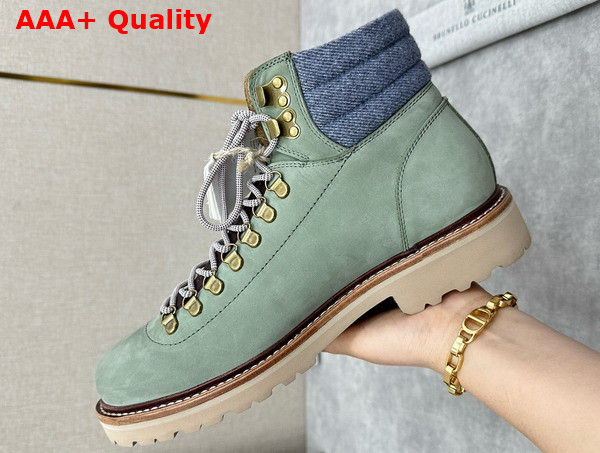 Brunello Cucinelli Nubuck Mountain Boot in Light Green Replica