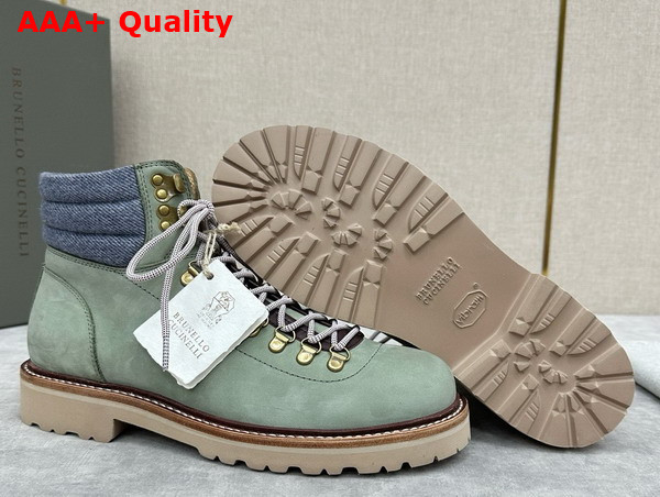 Brunello Cucinelli Nubuck Mountain Boot in Light Green Replica