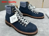 Brunello Cucinelli Nubuck Mountain Boot in Navy Blue Replica