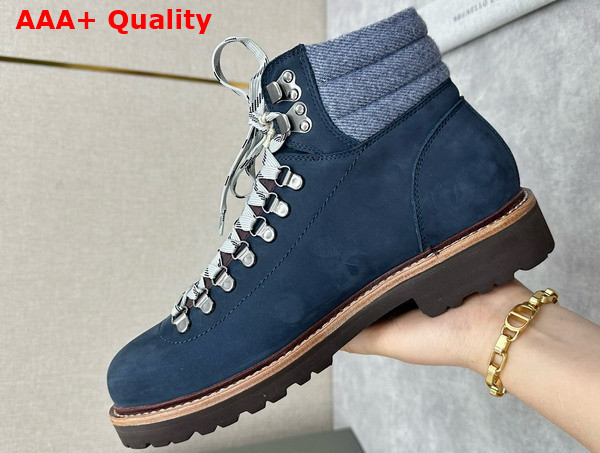 Brunello Cucinelli Nubuck Mountain Boot in Navy Blue Replica