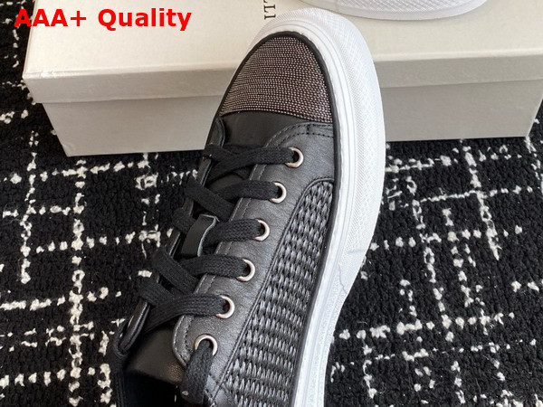 Brunello Cucinelli Raffia Sneakers with Monili in Black Replica