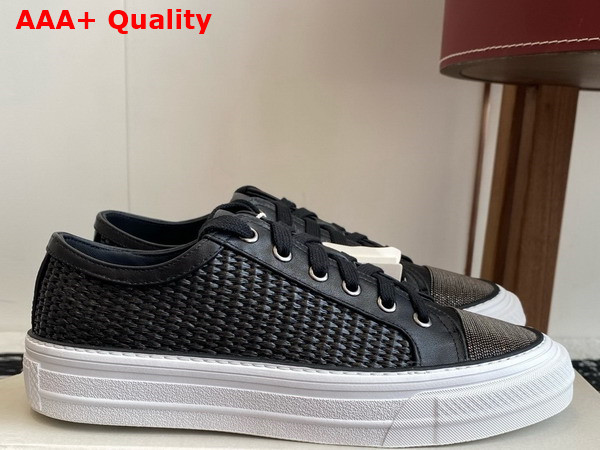 Brunello Cucinelli Raffia Sneakers with Monili in Black Replica