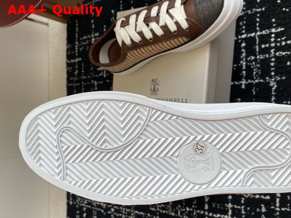 Brunello Cucinelli Raffia Sneakers with Monili in Brown Replica