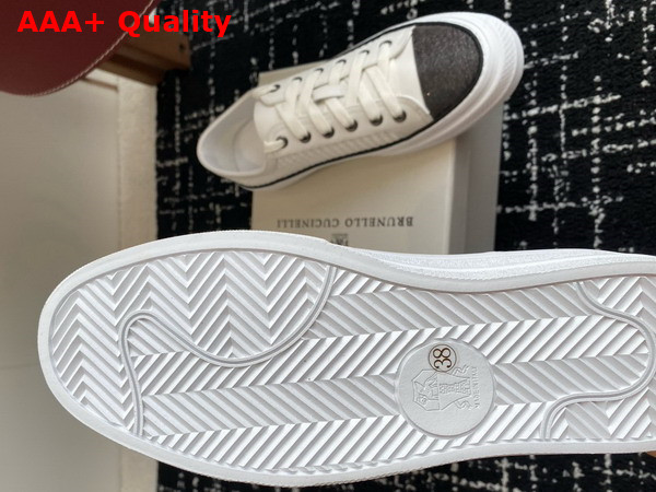 Brunello Cucinelli Raffia Sneakers with Monili in White Replica