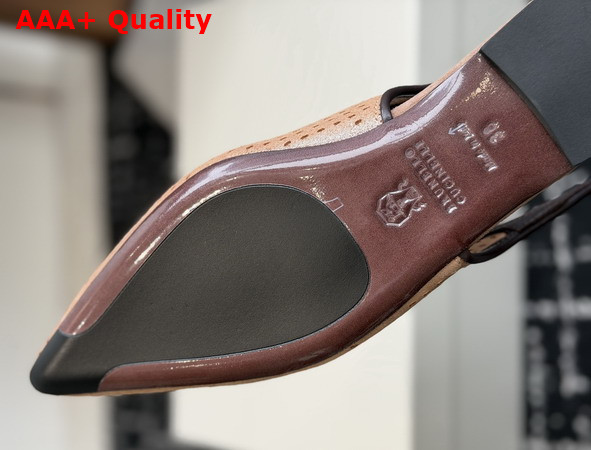 Brunello Cucinelli Sparkling Leather Net Slingback Flats with Monili in Pink Replica