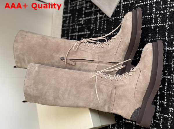 Brunello Cucinelli Suede Boots with Precious Detail Bark Replica