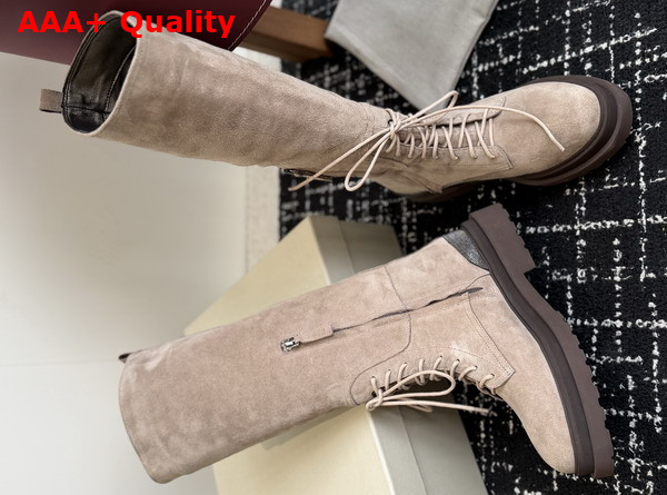 Brunello Cucinelli Suede Boots with Precious Detail Bark Replica