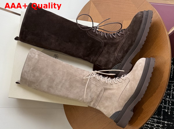 Brunello Cucinelli Suede Boots with Precious Detail Bark Replica