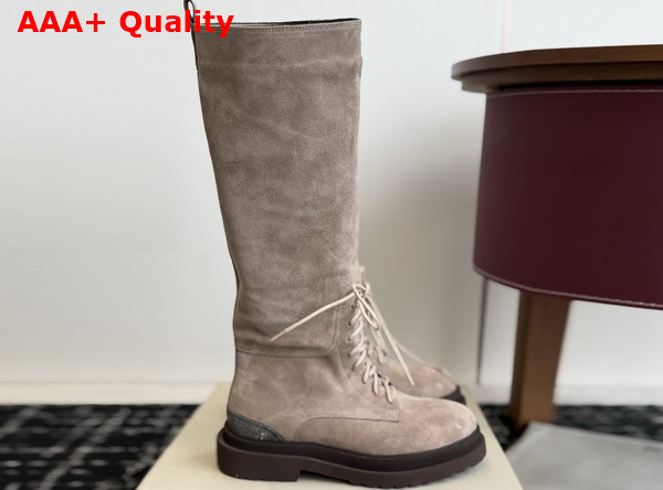 Brunello Cucinelli Suede Boots with Precious Detail Bark Replica