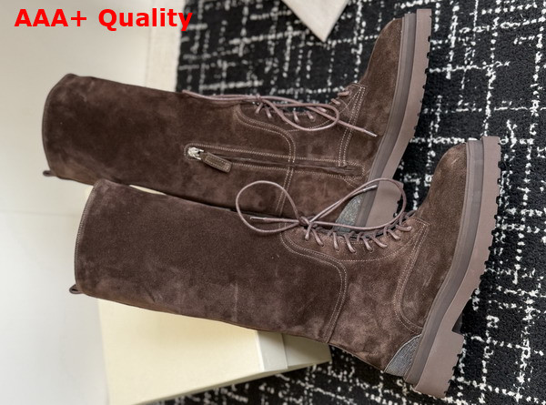 Brunello Cucinelli Suede Boots with Precious Detail Pepper Replica