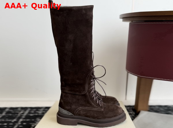 Brunello Cucinelli Suede Boots with Precious Detail Pepper Replica