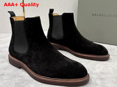 Brunello Cucinelli Suede Chelsea Boots in Black Replica