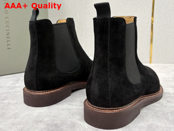Brunello Cucinelli Suede Chelsea Boots in Black Replica