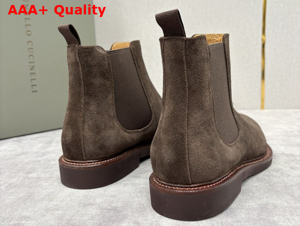 Brunello Cucinelli Suede Chelsea Boots in Brown Replica