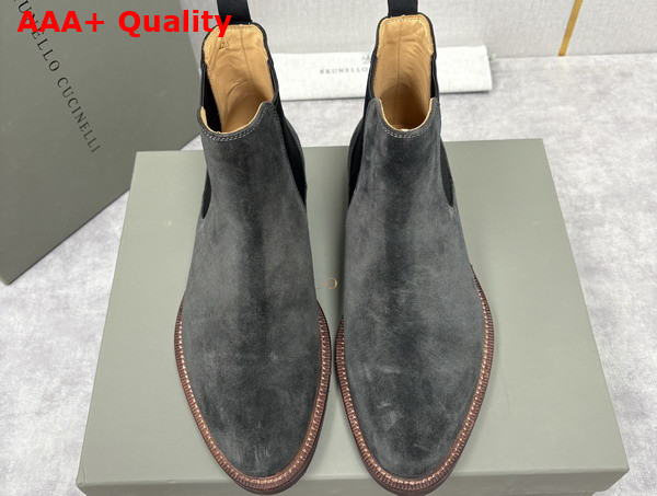 Brunello Cucinelli Suede Chelsea Boots in Grey Replica