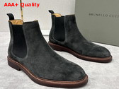 Brunello Cucinelli Suede Chelsea Boots in Grey Replica