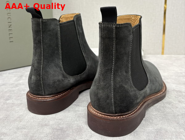 Brunello Cucinelli Suede Chelsea Boots in Grey Replica