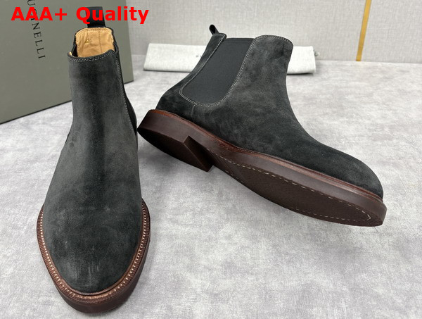 Brunello Cucinelli Suede Chelsea Boots in Grey Replica