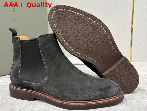 Brunello Cucinelli Suede Chelsea Boots in Grey Replica
