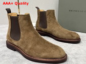 Brunello Cucinelli Suede Chelsea Boots in Light Brown Replica