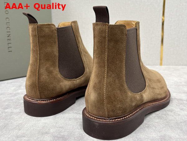 Brunello Cucinelli Suede Chelsea Boots in Light Brown Replica