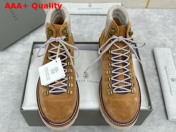 Brunello Cucinelli Suede Mountain Boot in Cognac Replica