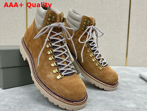 Brunello Cucinelli Suede Mountain Boot in Cognac Replica
