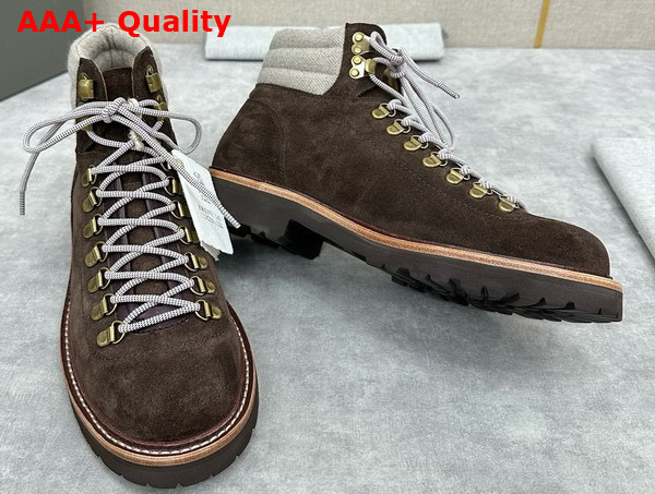 Brunello Cucinelli Suede Mountain Boot in Espresso Replica