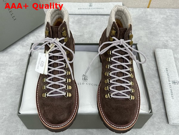 Brunello Cucinelli Suede Mountain Boot in Espresso Replica