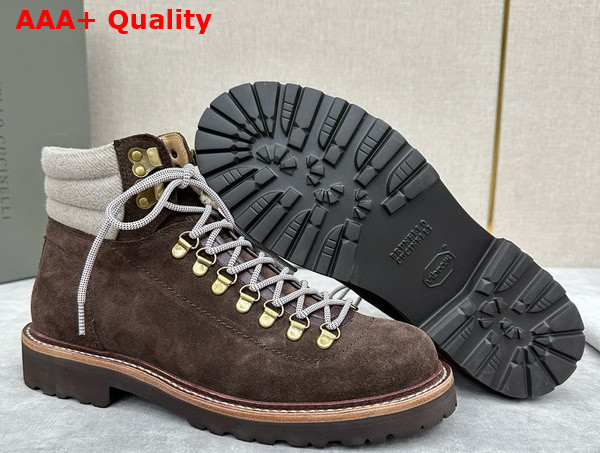 Brunello Cucinelli Suede Mountain Boot in Espresso Replica