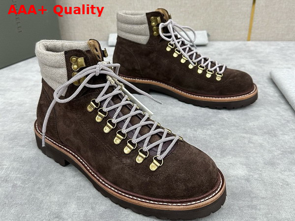 Brunello Cucinelli Suede Mountain Boot in Espresso Replica