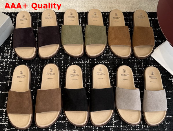 Brunello Cucinelli Suede Slides 261MZUSOLY236CHW89 Replica
