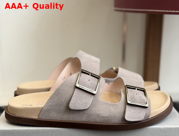 Brunello Cucinelli Suede Slides with Buckles Replica