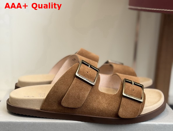 Brunello Cucinelli Suede Slides with Buckles Replica
