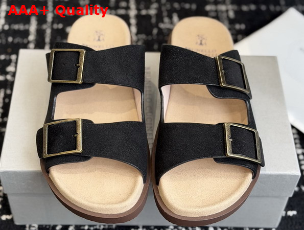 Brunello Cucinelli Suede Slides with Buckles Replica