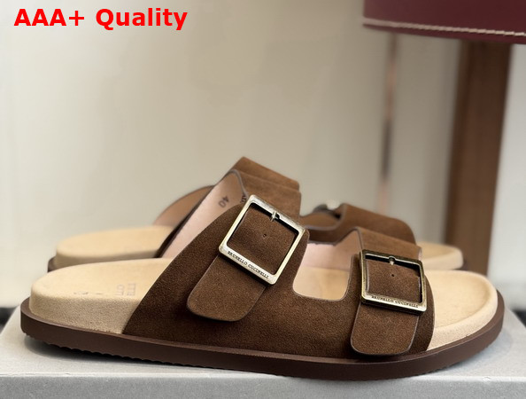 Brunello Cucinelli Suede Slides with Buckles Replica