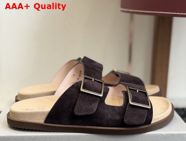 Brunello Cucinelli Suede Slides with Buckles Replica