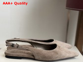 Brunello Cucinelli Suede Slingback Flats with Shiny Detail in Brown Replica