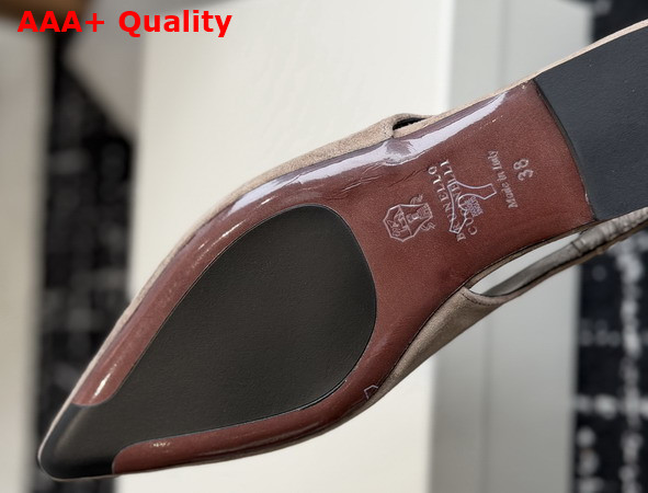 Brunello Cucinelli Suede Slingback Flats with Shiny Detail in Brown Replica