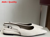 Brunello Cucinelli Suede Slingback Flats with Shiny Detail in Grey Replica