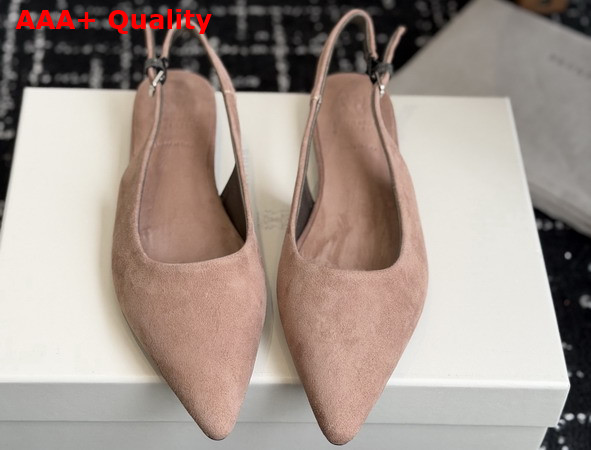 Brunello Cucinelli Suede Slingback Flats with Shiny Detail in Pink Replica