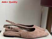 Brunello Cucinelli Suede Slingback Flats with Shiny Detail in Pink Replica